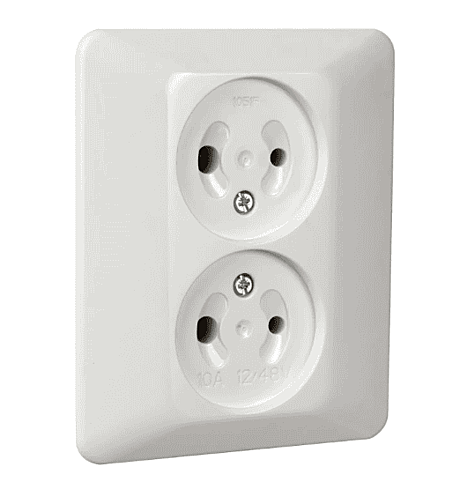 1051 L I socket 12/48V PH Розетка судовая двухместная встраиваемая IP20 6910402 (4392)